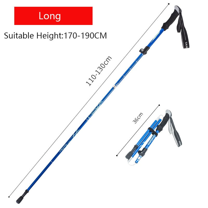 Anti Shock Walking Stick Telescopic Baton Trekking Stick Ultralight Aluminum Alloy Tactical Walking Canes 5-Section 1Piece