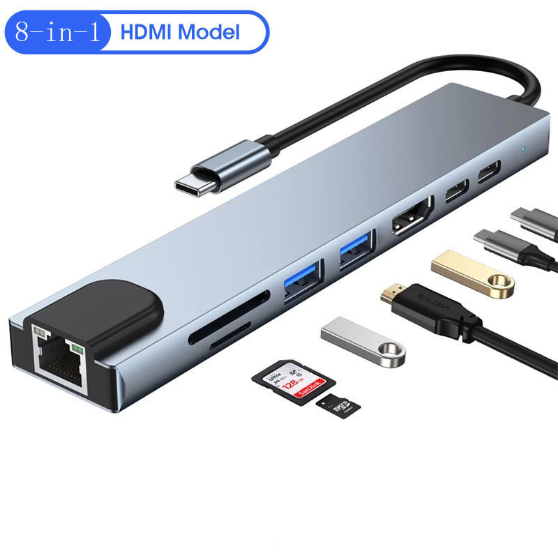 Eight in one docking station Type-C to network card HDMI multifunctional laptop converter