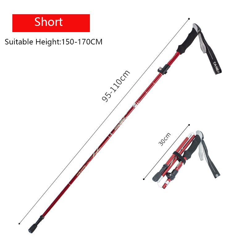 Anti Shock Walking Stick Telescopic Baton Trekking Stick Ultralight Aluminum Alloy Tactical Walking Canes 5-Section 1Piece