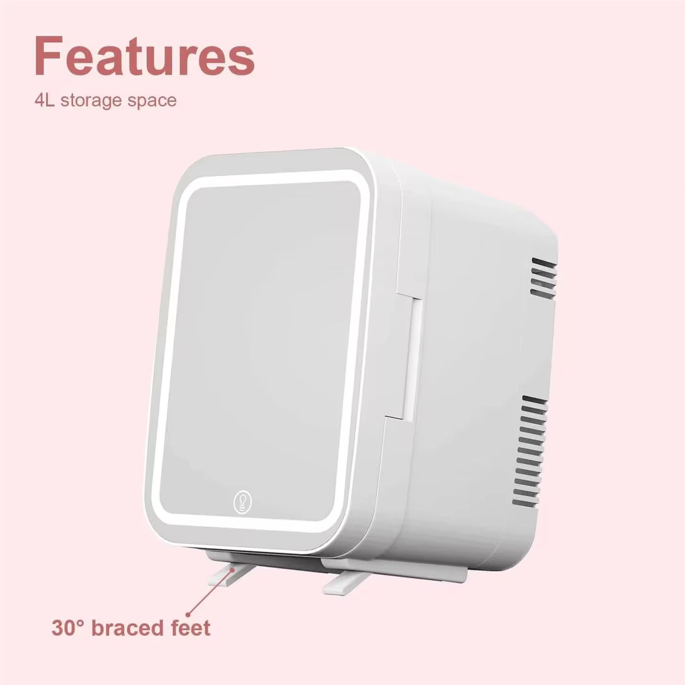 4L Mini Mirror Fridge, Beauty Makeup Skincare Refrigerator, AC/DC Heated Cooling Beauty Refrigerator, Car Mini Fridge