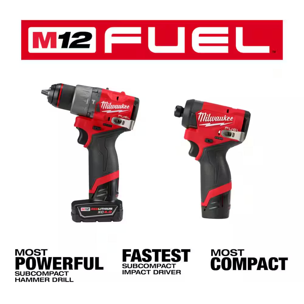 M12 FUEL 12-Volt Lithium-Ion Brushless Cordless Hammer Drill & Impact Driver Combo Kit (2-Tool) with Bit Set (45-Piece)