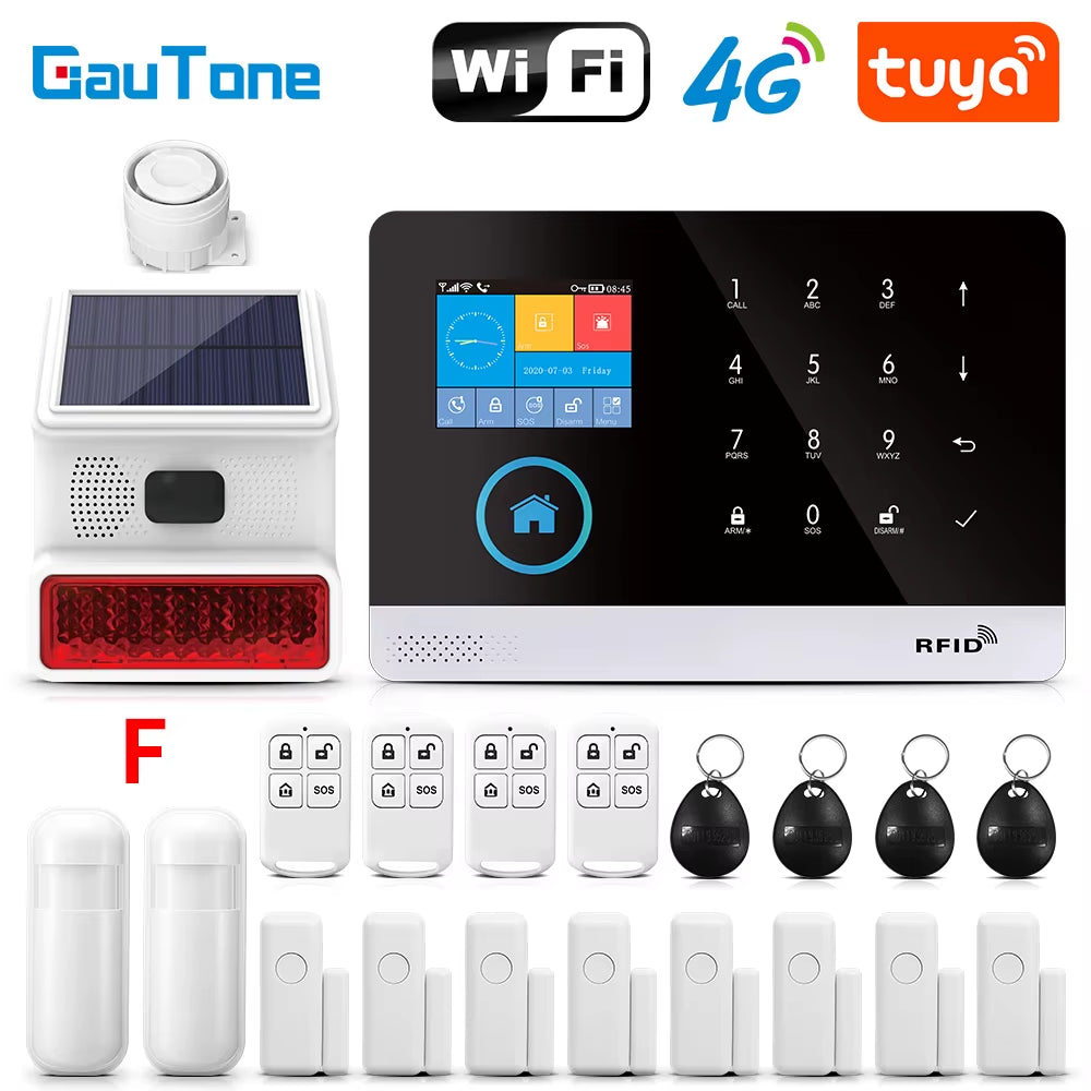 PG103 Tuya 4G 3G Alarm System GSM Home Security with IP Camera Wireless Solar Siren Support Alexa Smart Life