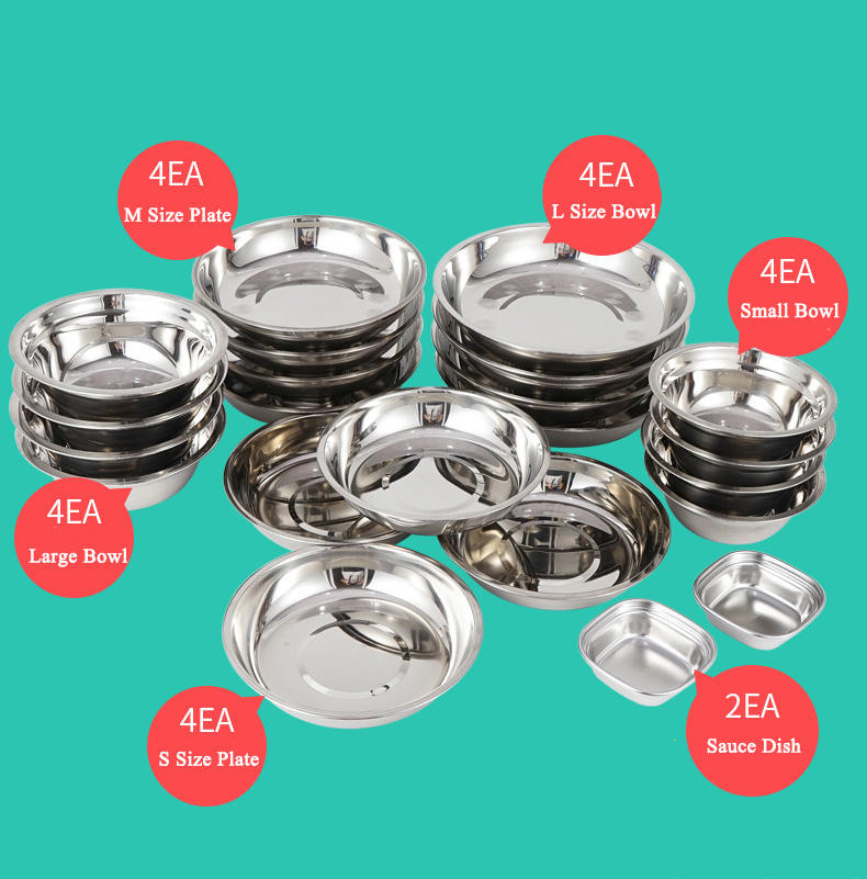 Outdoor Stainless Steel Dinner Plate 17 Pcs Camping Barbecue Tableware Portable Self Driving Barbecue Plate Soup Pot Bowl Set