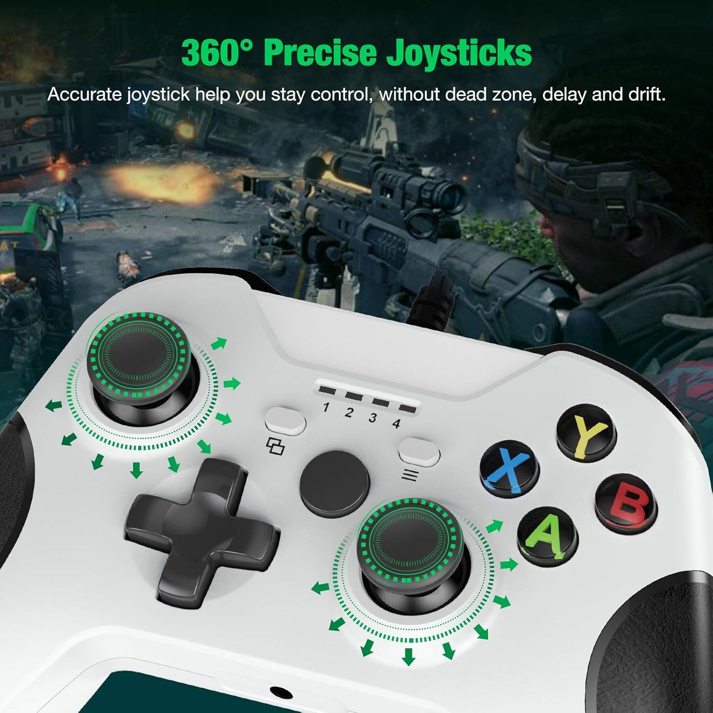 Controller for Xbox One, Wired Controller for Xbox One Gaming Controller USB Gamepad Joypad Remote with Dual Vibration Headset Jack for Xbox One/S/X/Steam/Pc Windows 7/8/10 (White) [Xbox_One]