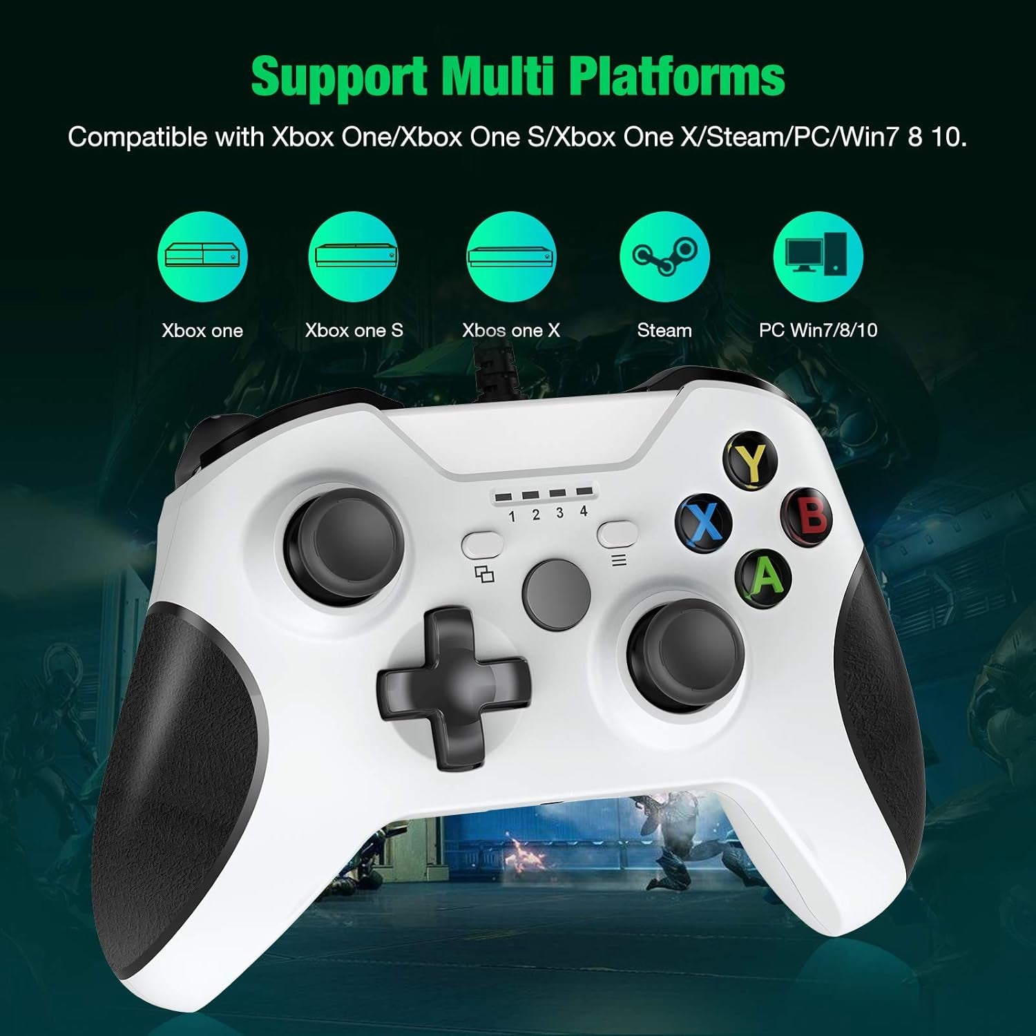 Controller for Xbox One, Wired Controller for Xbox One Gaming Controller USB Gamepad Joypad Remote with Dual Vibration Headset Jack for Xbox One/S/X/Steam/Pc Windows 7/8/10 (White) [Xbox_One]