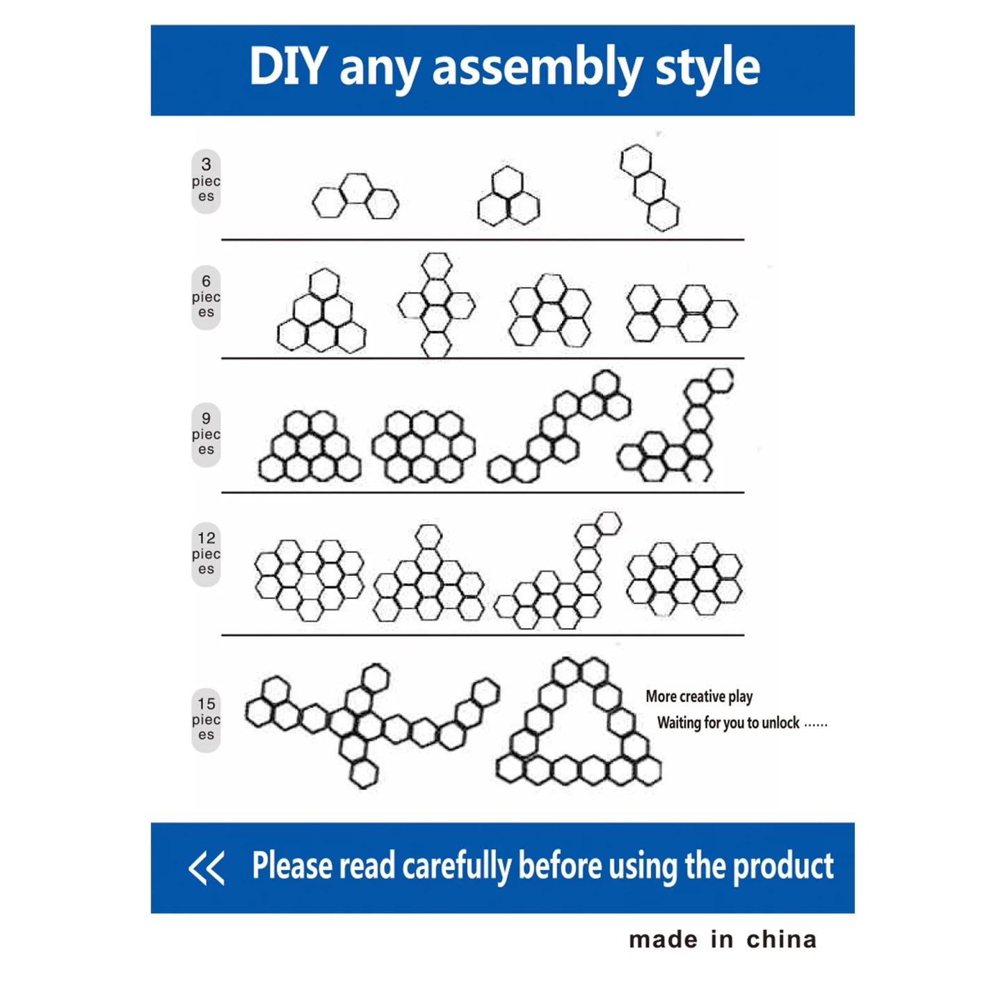 Hexagonal LED Wall Light 12 Count with USB Cable, Remote Control, User Manual, Adhesive Tape and Connecting Piece