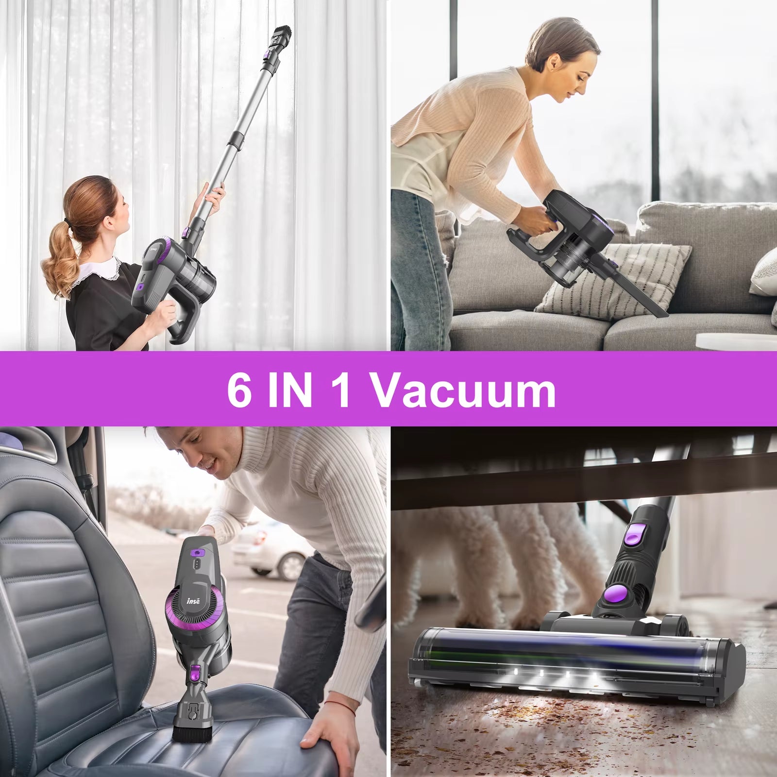 Cordless Vacuum Cleaner, 20Kpa Stick Vac with 2200Mah Battery up to 40Mins Runtime for Pet Hair Hard Floor Carpet