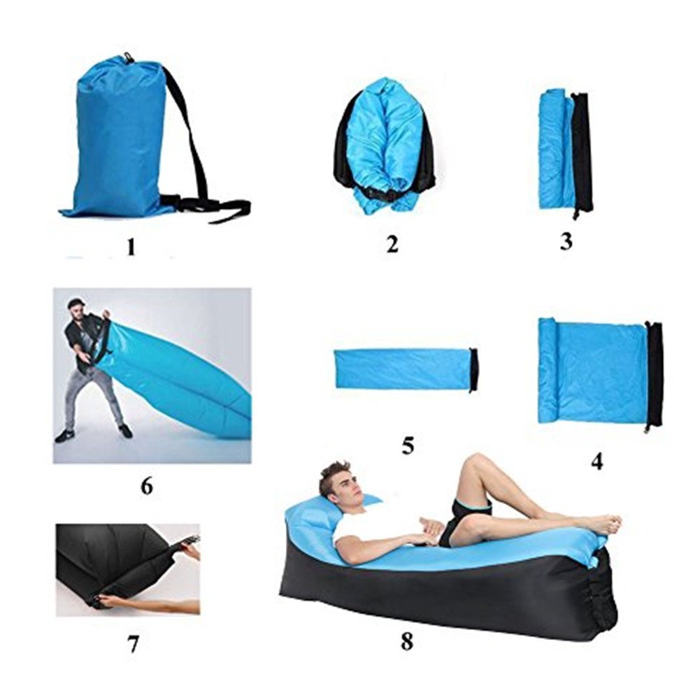 Hamaca Inflatable Lounger Portable Air Sofa Beach Hammock Nylon Banana Air Sleeping Lazy Bag Lazybag Pillow for Camping