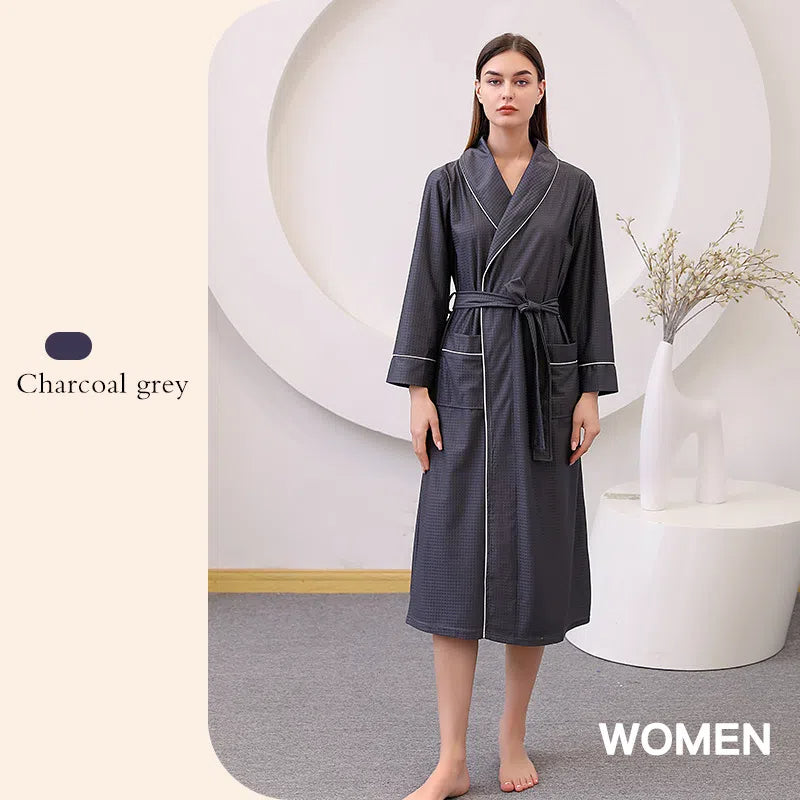 Thin satin bathrobe with quick drying water absorption for couples women's long and plus size yukata for men