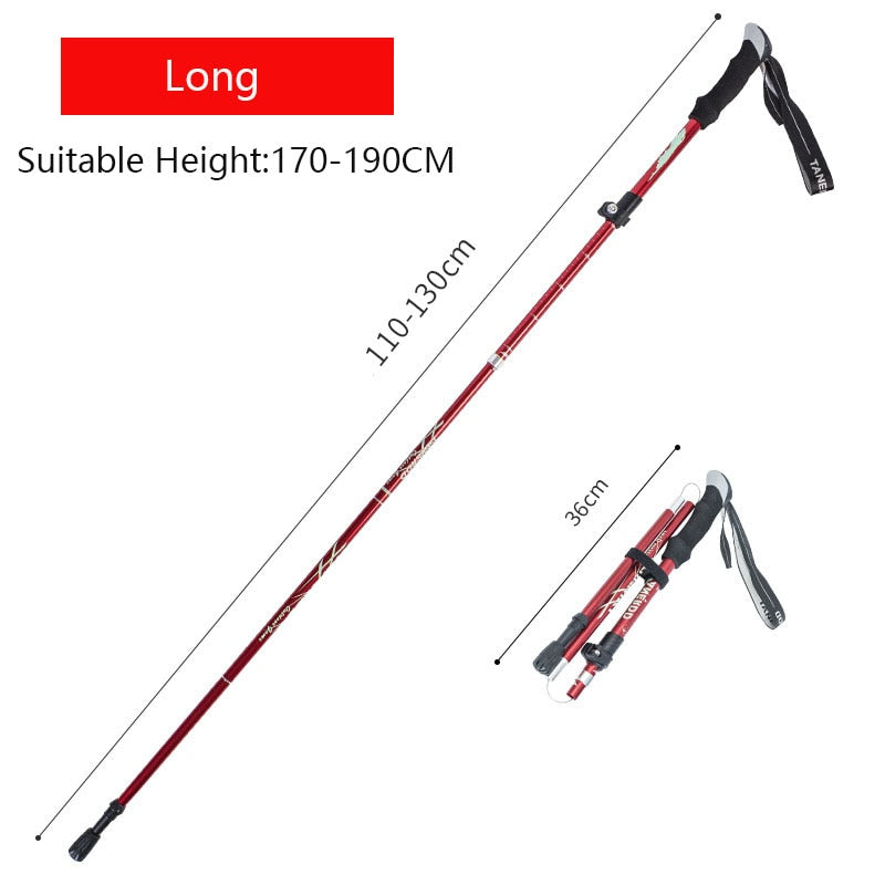 Anti Shock Walking Stick Telescopic Baton Trekking Stick Ultralight Aluminum Alloy Tactical Walking Canes 5-Section 1Piece