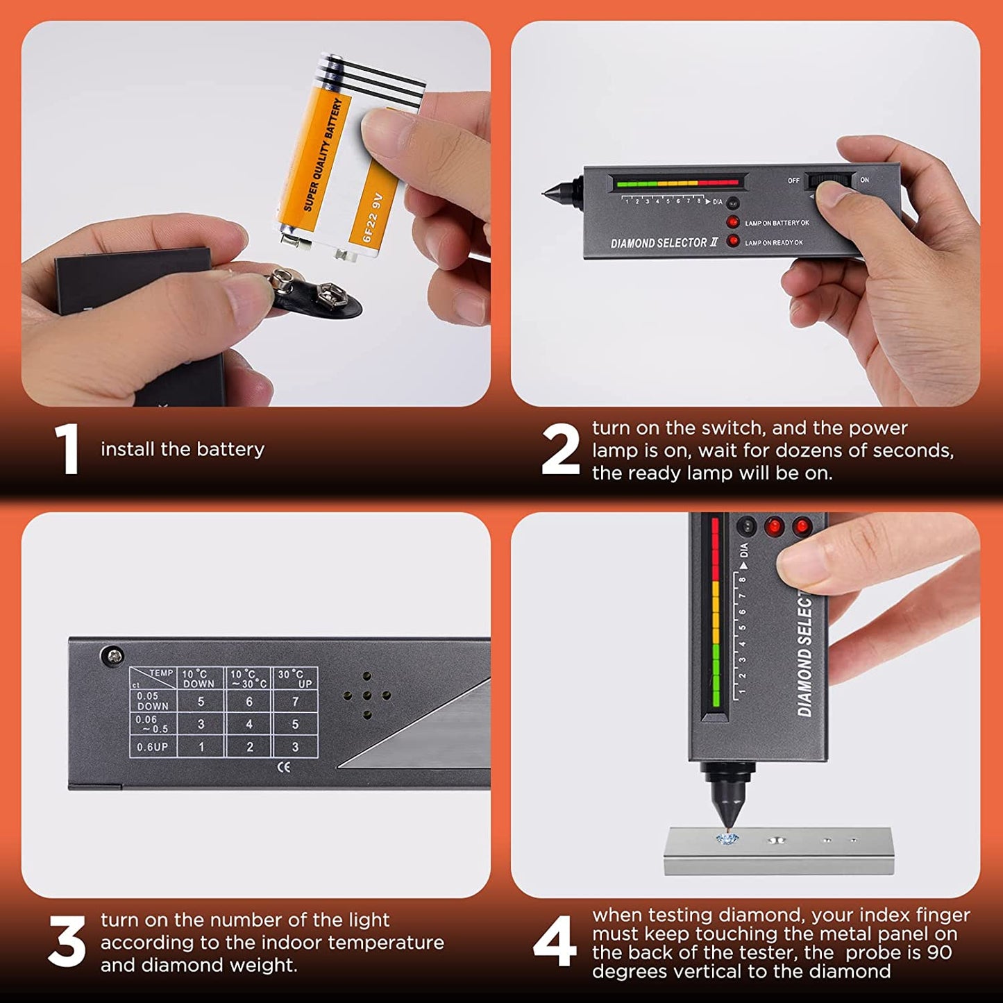 Professional Diamond Tester, Gem Tester Pen Portable Electronic Diamond Tester Tool for Jewelry Jade Ruby Stone