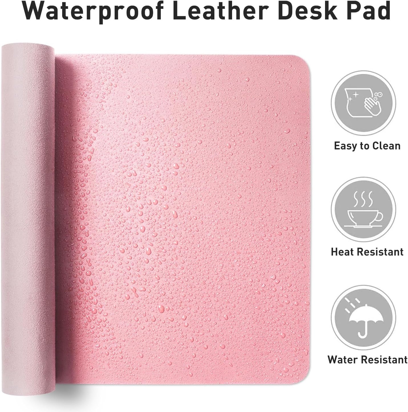 Leather Desk Pad Protector, Mouse Pad, Office Desk Mat, Non-Slip PU Leather Desk Blotter, Laptop Desk Pad, Waterproof Desk Writing Pad for Office and Home (31.5" X 15.7", Fairy Pink)