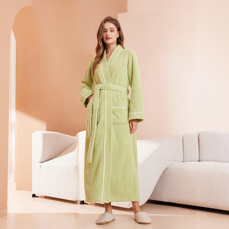 Couple's sleepwear women's autumn and winter coral fleece thick warm long flannel nightgown men's bathrobe sleepwear