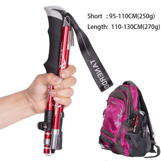 Anti Shock Walking Stick Telescopic Baton Trekking Stick Ultralight Aluminum Alloy Tactical Walking Canes 5-Section 1Piece