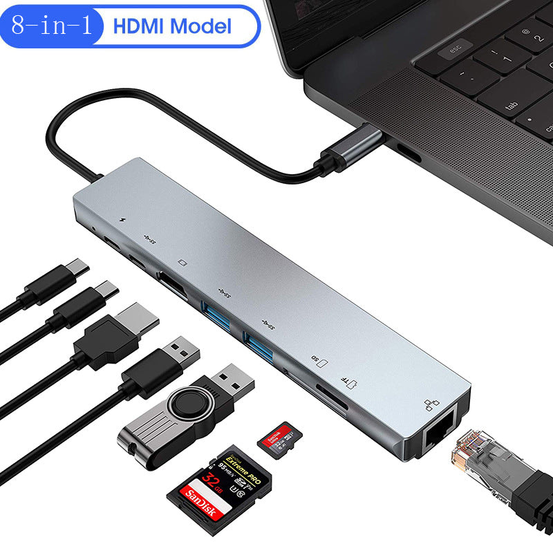 Eight in one docking station Type-C to network card HDMI multifunctional laptop converter