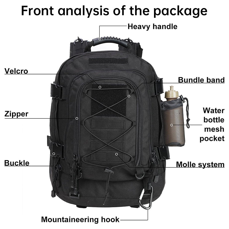 65L Men's Outdoor Tactical Backpack: large - capacity, ideal for hiking, camping, and travel. A military - style rucksack