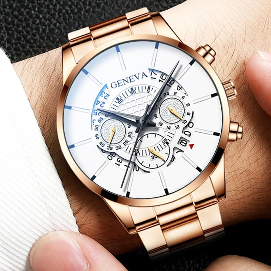 Men Watch Fashion Stainless Steel Luxury Calendar Business Exquisite Watches Male Clock Sports Wristwatch Relogio Masculino