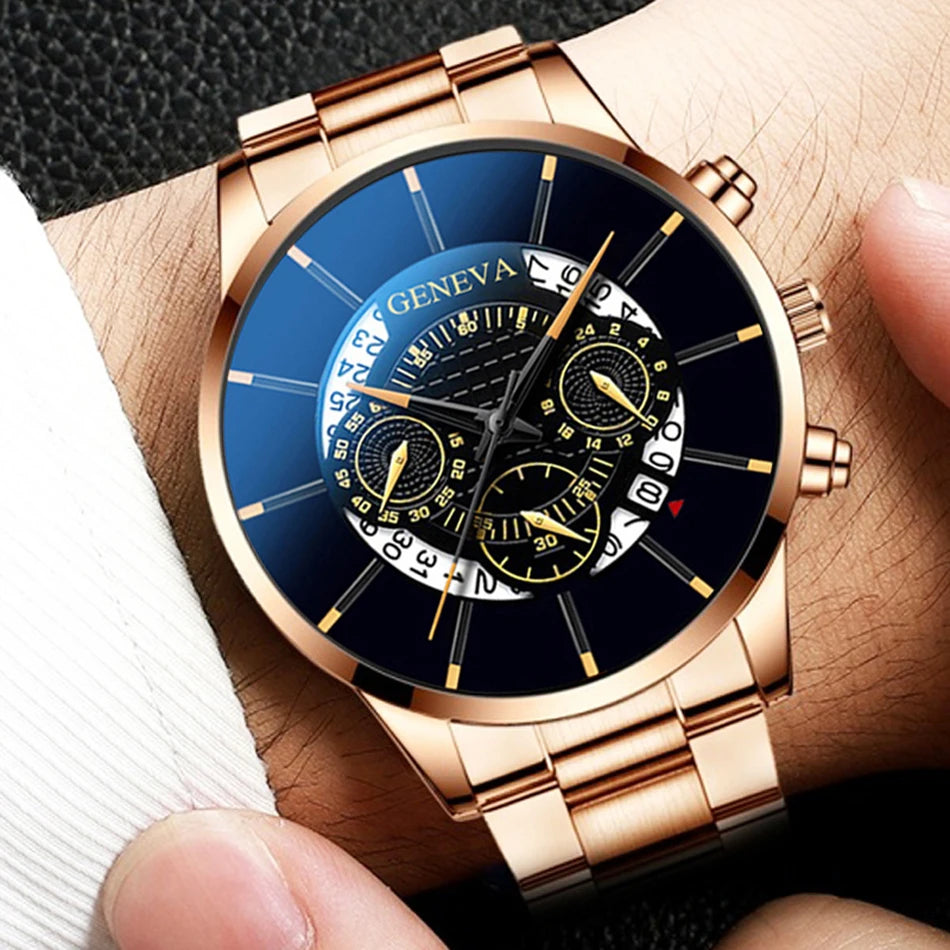 Men Watch Fashion Stainless Steel Luxury Calendar Business Exquisite Watches Male Clock Sports Wristwatch Relogio Masculino