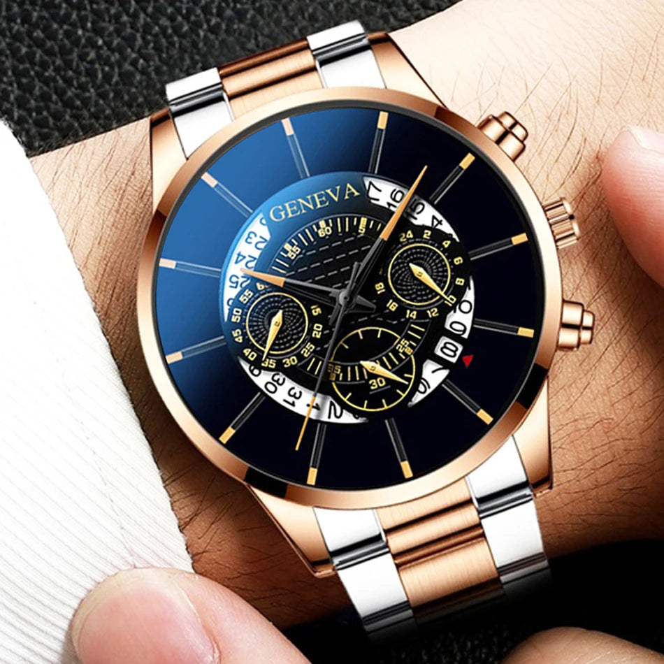 Men Watch Fashion Stainless Steel Luxury Calendar Business Exquisite Watches Male Clock Sports Wristwatch Relogio Masculino