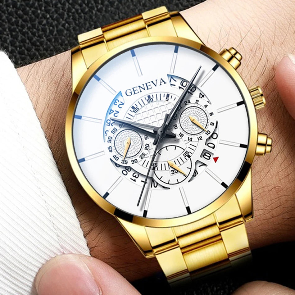 Men Watch Fashion Stainless Steel Luxury Calendar Business Exquisite Watches Male Clock Sports Wristwatch Relogio Masculino