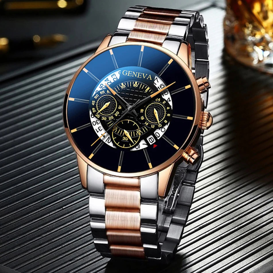 Men Watch Fashion Stainless Steel Luxury Calendar Business Exquisite Watches Male Clock Sports Wristwatch Relogio Masculino