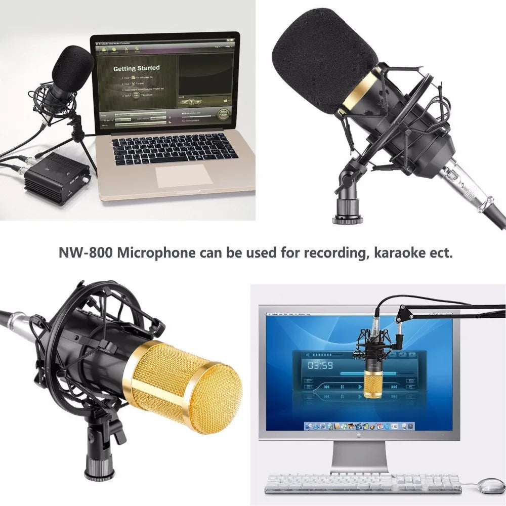 BM800 Mikrofon Condenser Sound Recording BM 800 Microphone With Shock Mount For Radio Braodcasting Singing Recording KTV Karaoke