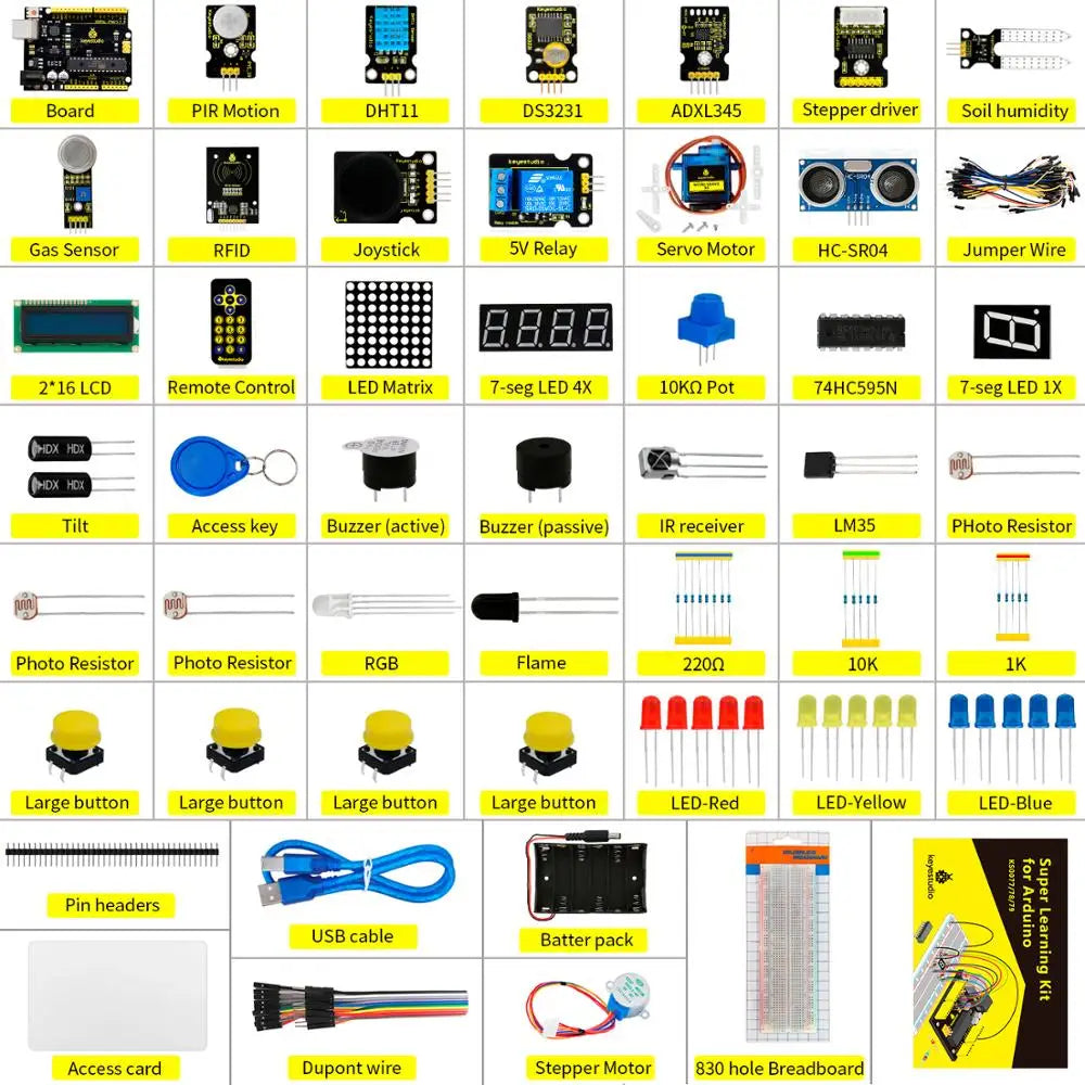 NEW ! Keyestudio Super Starter kit with V4.0 Board for Arduino Starter kit for UNOR3 32Projects + Tutorial W/Gift Box