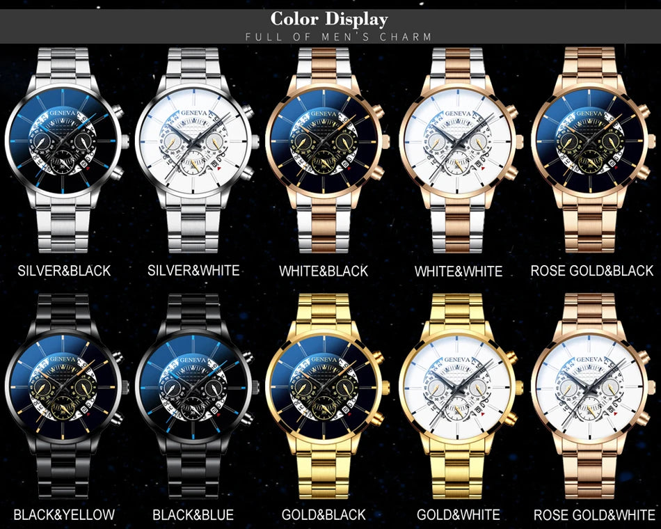 Men Watch Fashion Stainless Steel Luxury Calendar Business Exquisite Watches Male Clock Sports Wristwatch Relogio Masculino