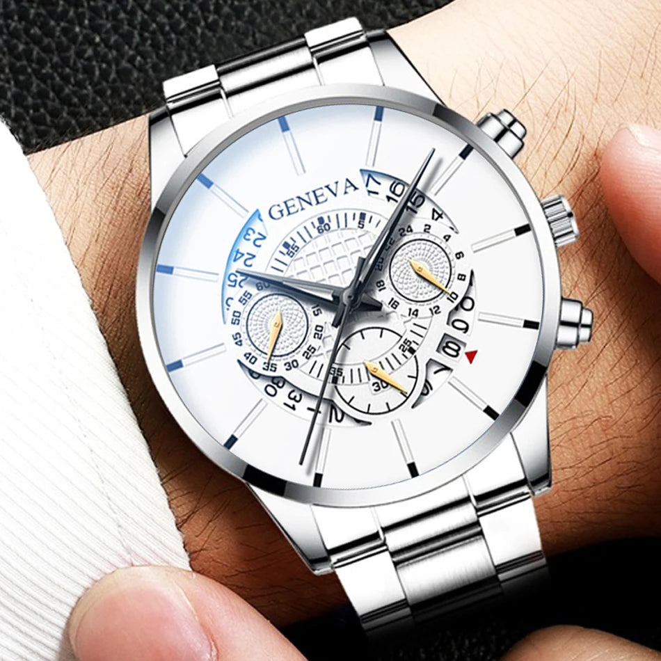 Men Watch Fashion Stainless Steel Luxury Calendar Business Exquisite Watches Male Clock Sports Wristwatch Relogio Masculino