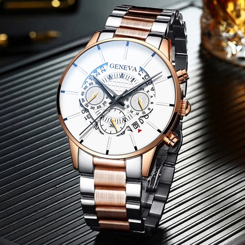 Men Watch Fashion Stainless Steel Luxury Calendar Business Exquisite Watches Male Clock Sports Wristwatch Relogio Masculino