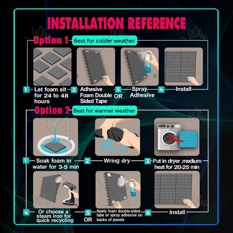 Acoustic Treatment Foam 6/12/24 Pcs, Studio Acoustic Foam Panels, Sound Equipment Home Music Accessories Isolation Wall Pad
