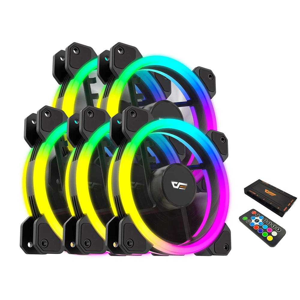 Darkflash DR11 PRO aura sync ARGB Mute 120mm FAN PC Computer Case Cooling Fan RGB remote control Double halo Cooler 12CM LED Fan