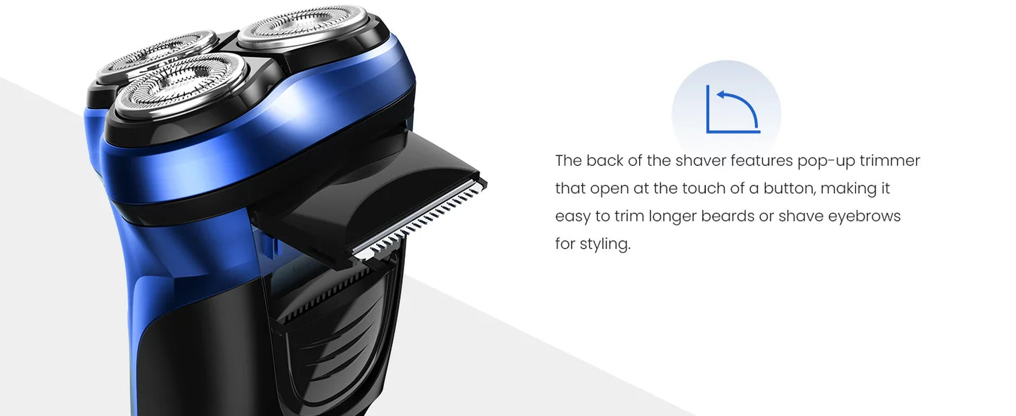 SEJOY Rechargeable Wet & Dry Use Electric Shaver Pop-up Hair Trimmer Rotary Shaving Machine Razor