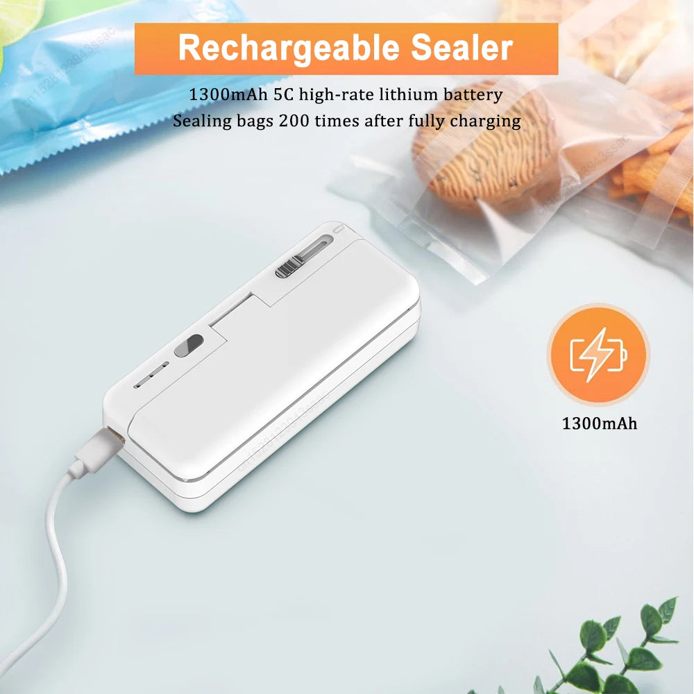 Plastic Bag Sealer Mini Heat Bag Sealing Machine Food Packaging Plastic Bags Sealer Clip Bag Handheld Rechargeable Heat Sealer