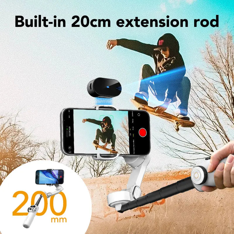 AOCHUAN Smart X2 Ai White Smartphone Gimbal Stabilizer Equipped with LED display Built in extension rod Handheld gimbal