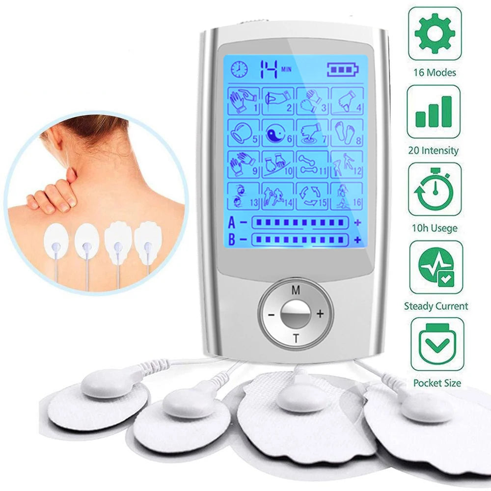 New Tens Unit Relax Muscle Stimulator Body Massage Digital Therapy 16 Modes EMS Acupuncture Slimming Machine Electrostimulator