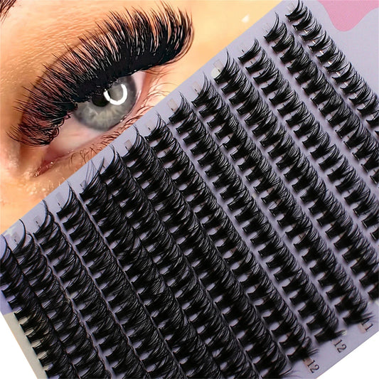 14 Rows 280 Clusters 40D Mix 9-16mm Cluster Lashes Extension Natural Thick Fake Eyelash 3D Strip Individual Lashes