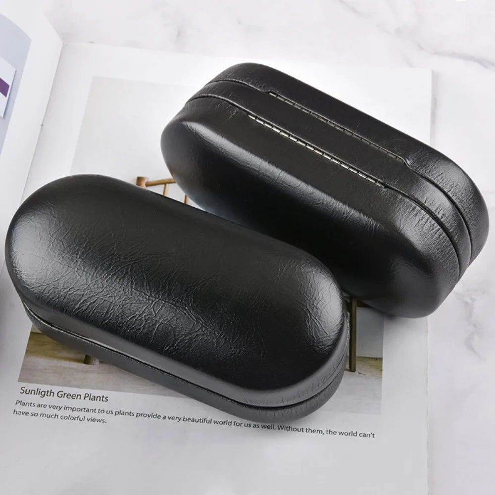 New Double Interlayer Metal Eyewear Case Two Sets Metal Leather Frame Glasses Case Storage Double layer Mirror Box