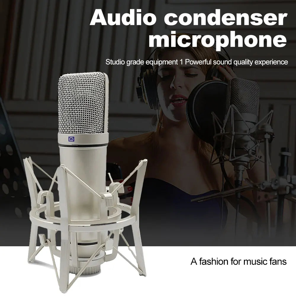 Professional Condenser Microphone Cardioid Studio Mic For Computer Gaming Recording Singing Podcast Sound Card For YouTube