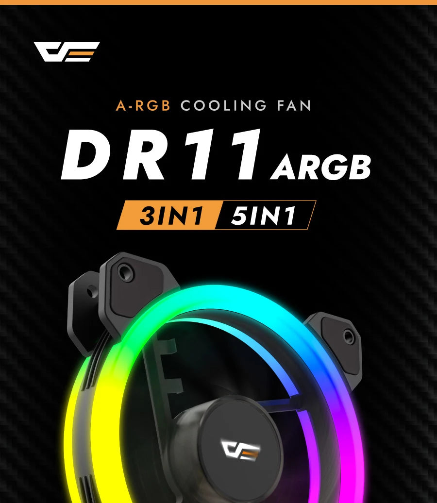 Darkflash DR11 PRO aura sync ARGB Mute 120mm FAN PC Computer Case Cooling Fan RGB remote control Double halo Cooler 12CM LED Fan