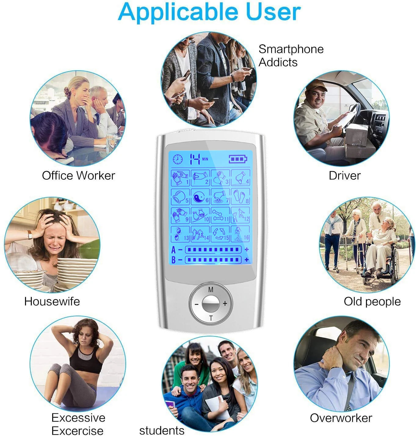 New Tens Unit Relax Muscle Stimulator Body Massage Digital Therapy 16 Modes EMS Acupuncture Slimming Machine Electrostimulator