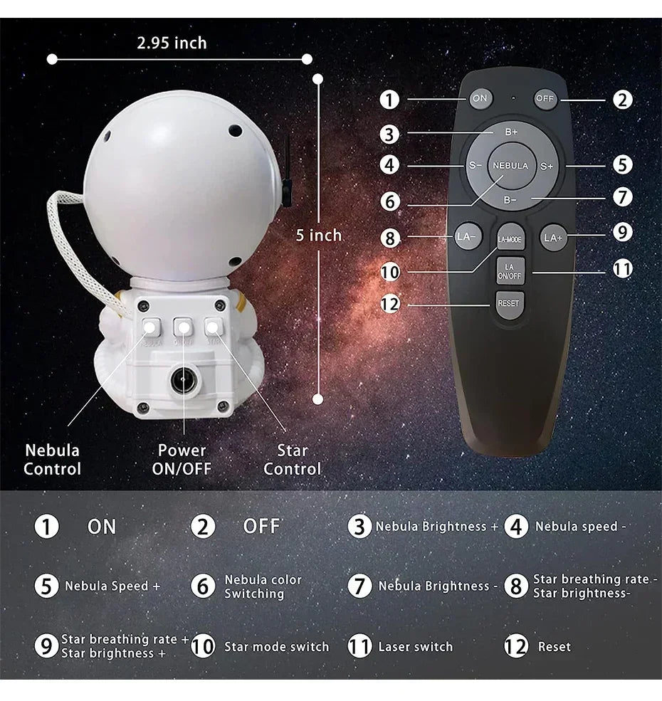 Galaxy Star Astronaut Projector LED Night Light Starry Sky Porjectors Lamp Decoration Bedroom Room Decorative For Children Gifts