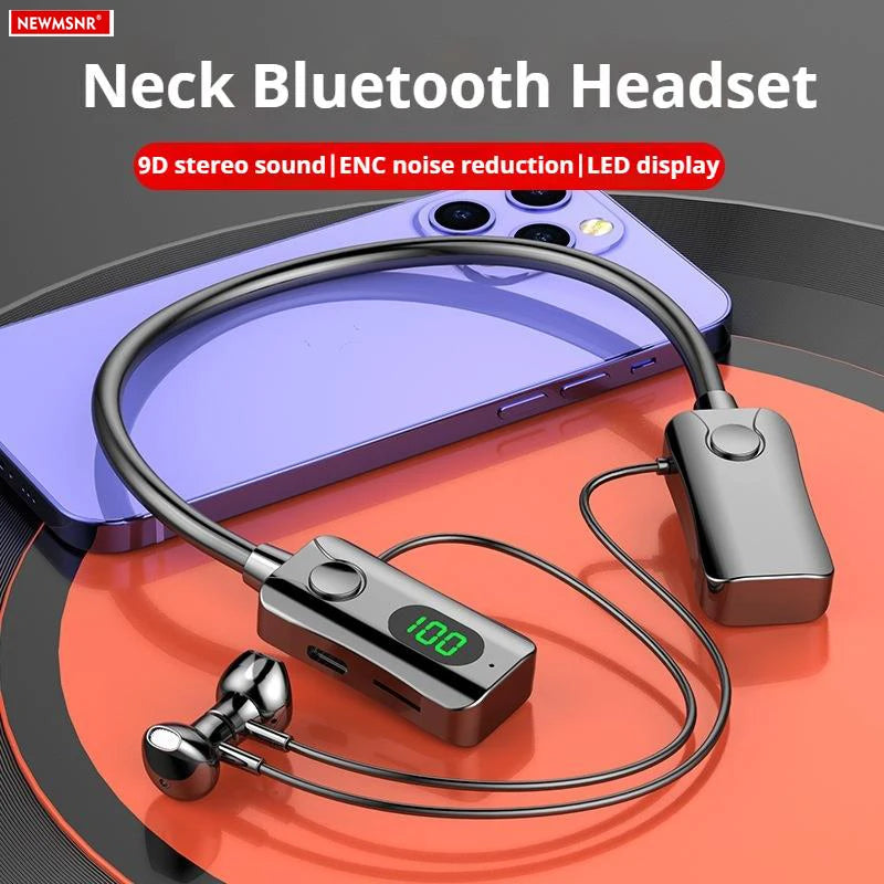 #Ultra Long Life Bluetooth 5.4 Earphones HiFi Sound Earbuds LED Display Wireless Headphones Sport Neckband Neck-hanging Headsets