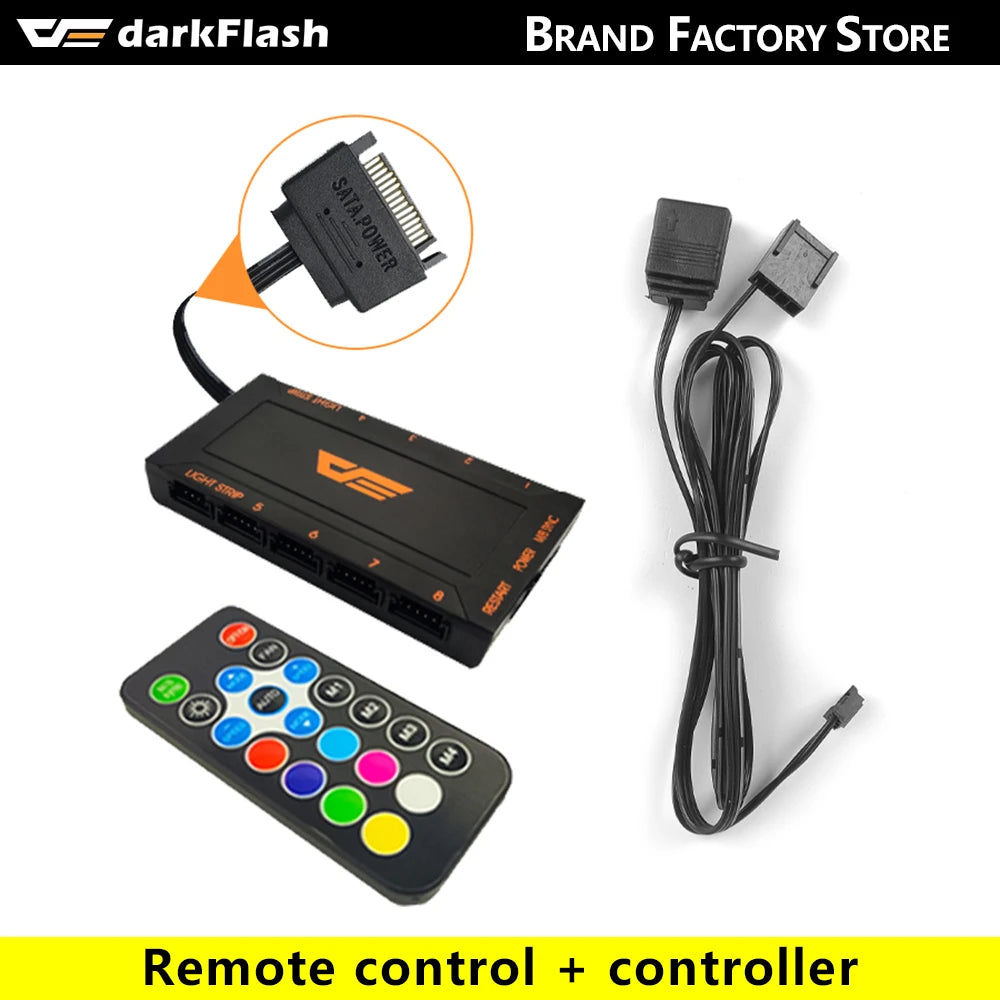 Darkflash DR11 PRO aura sync ARGB Mute 120mm FAN PC Computer Case Cooling Fan RGB remote control Double halo Cooler 12CM LED Fan