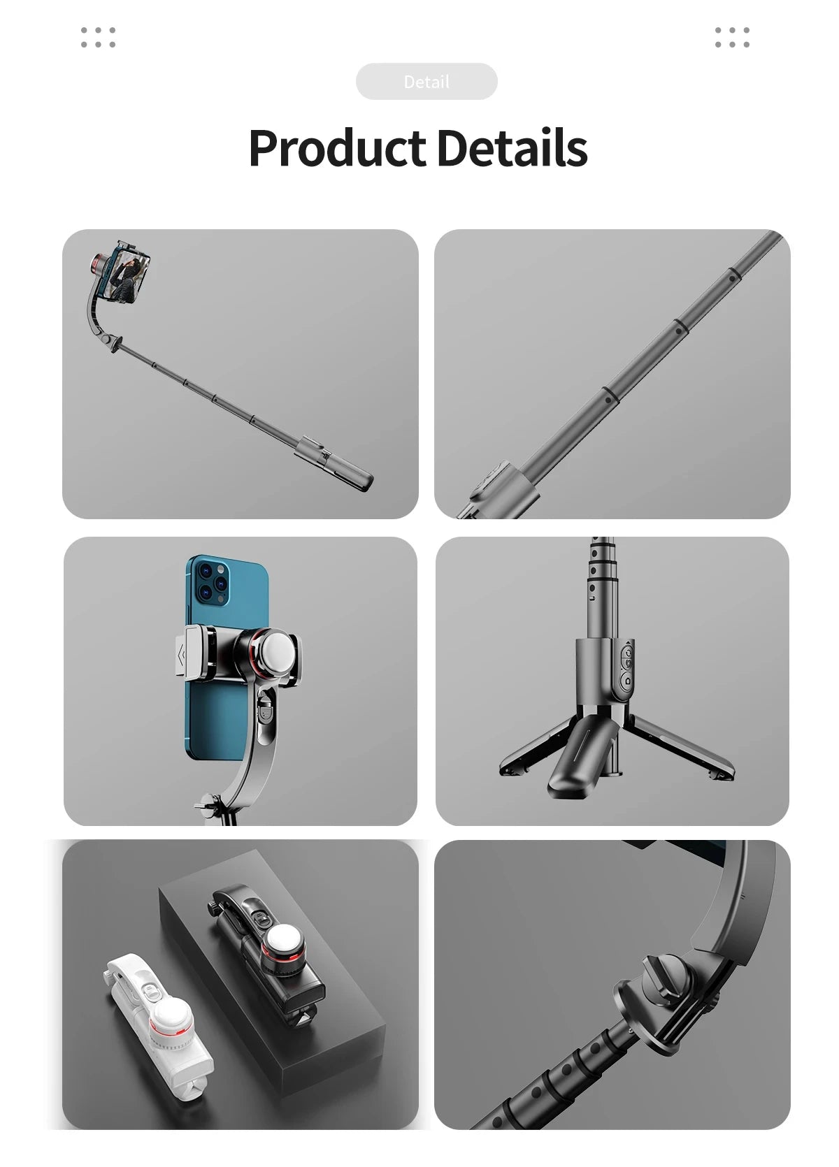 L18S 1360 Rotation Following shooting Mode Gimbal Stabilizer Selfie Stick Tripod gimbal For iPhone Smartphone live photography