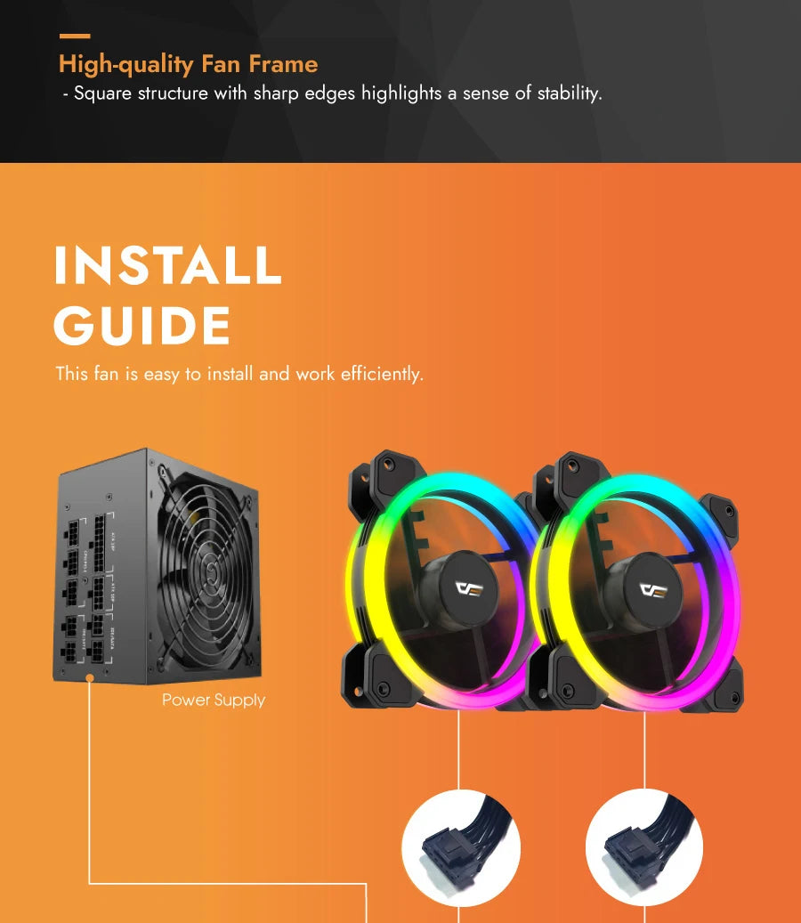 Darkflash DR11 PRO aura sync ARGB Mute 120mm FAN PC Computer Case Cooling Fan RGB remote control Double halo Cooler 12CM LED Fan