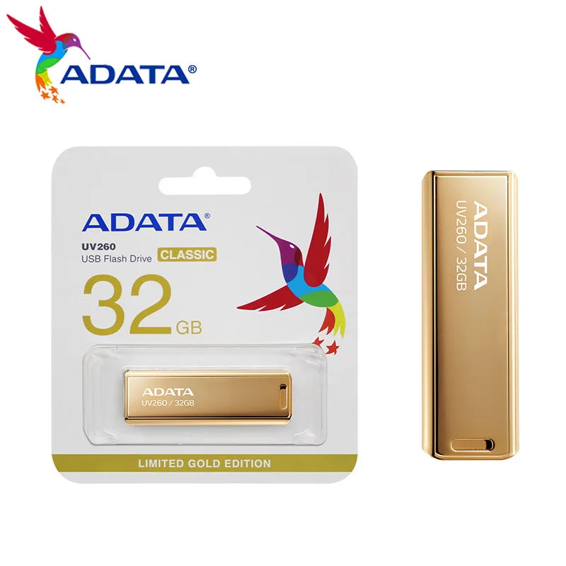 ADATA Gold USB 2.0 Pen Drive UV260 32GB Metal USB Flash Drive for Computer