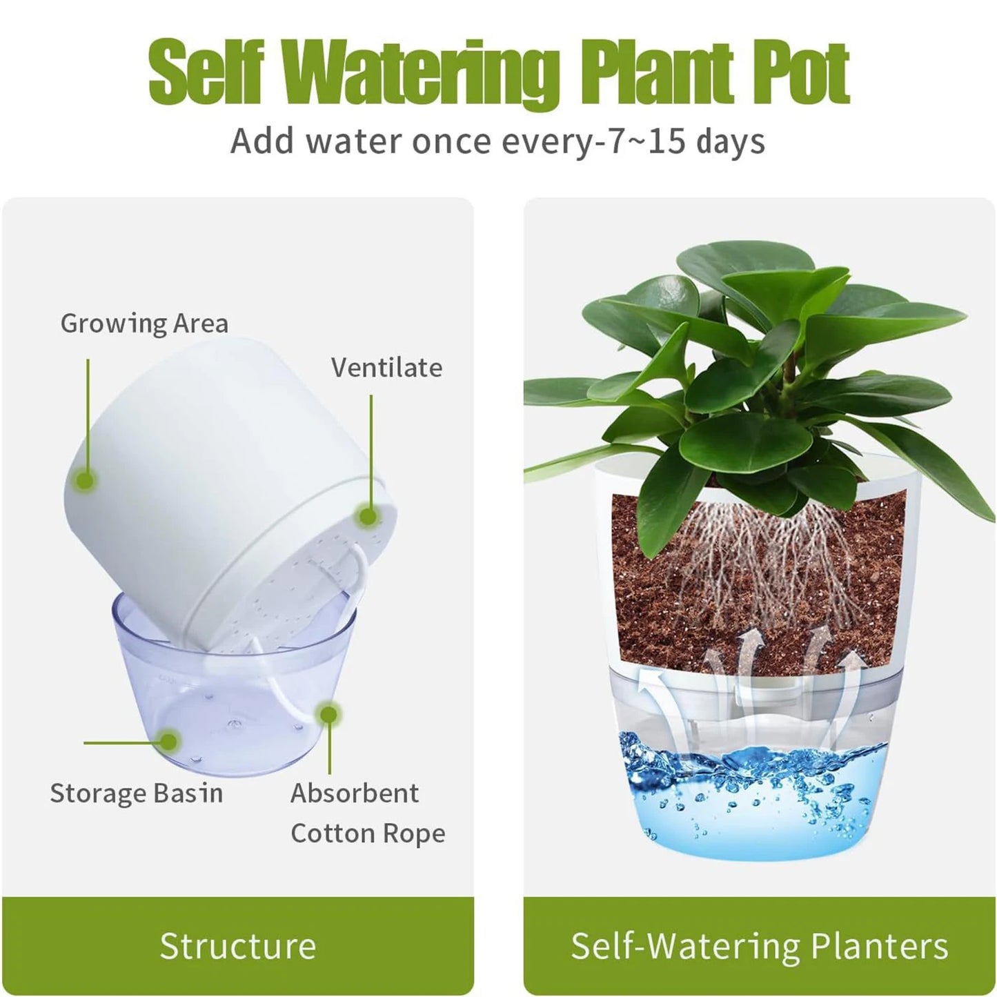 Flowerpots 3 Set Transparent Plastic Double-deck And Self-absorbent Cotton Rope Lazy Flower Pot Fashion Flowerpot Garden Supplie