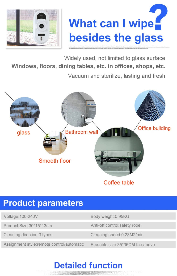 Window cleaning robot household intelligent vacuum remote control anti fall electric window washer glass cleaner