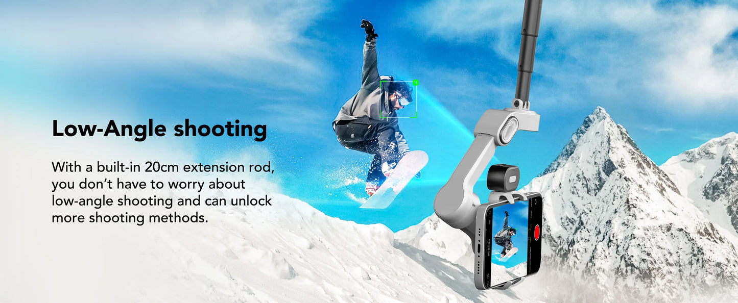 AOCHUAN Smart X2 Ai White Smartphone Gimbal Stabilizer Equipped with LED display Built in extension rod Handheld gimbal